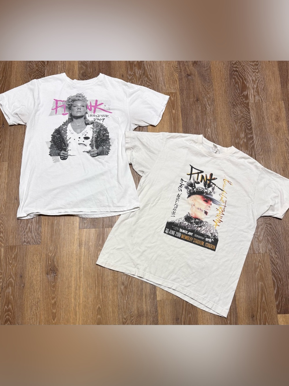 PINK Concert Tshirt  White & Gray 'Beautiful Trauma' Tour Tee